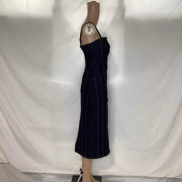 NEW AVEC LES FILLIES Women's Dress Denim Bodycon Midi Size 2 Blue - Picture 6 of 6